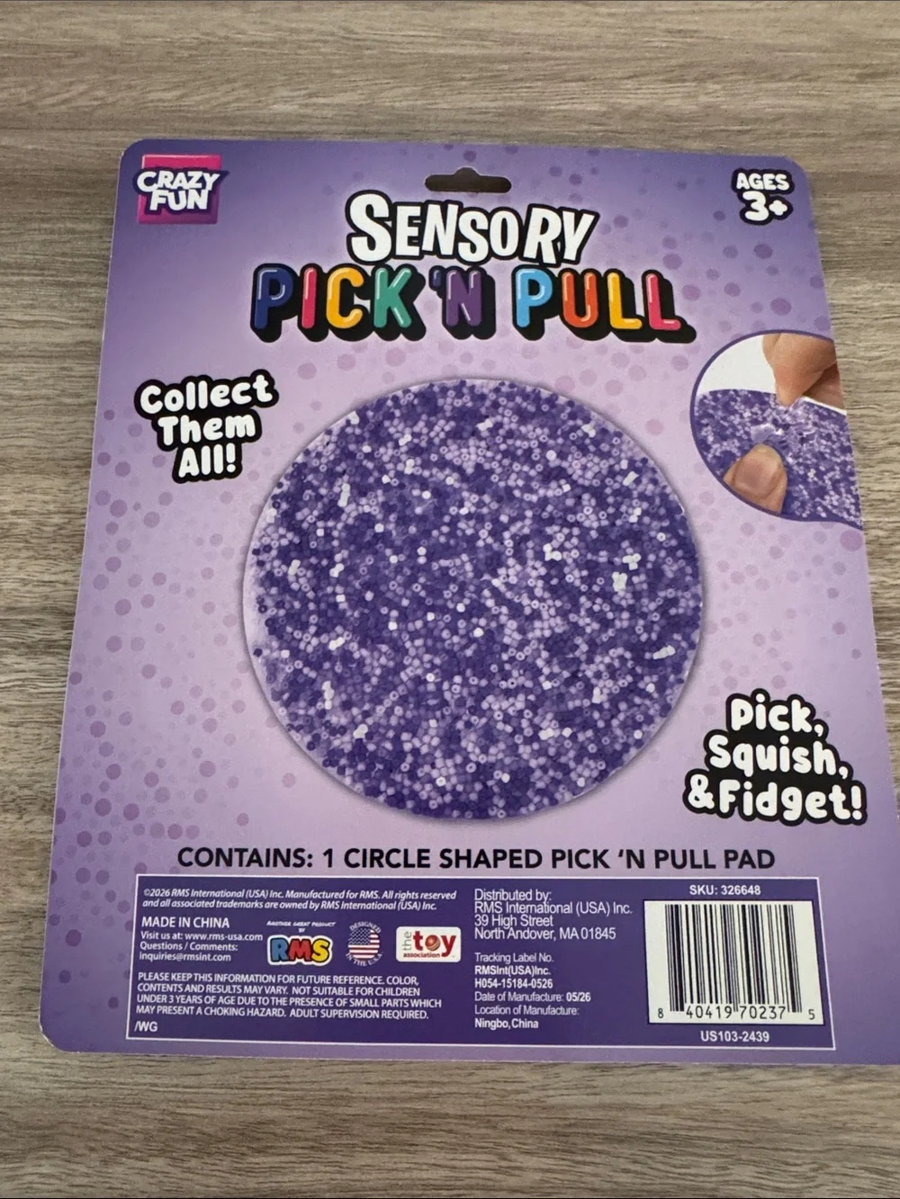 RMS Sensory Pick 'N Pull Kids Toys - Purple, Teal, Yellow Crazy Fun.Set of 3 NEW